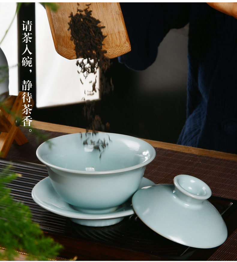 Xu ink three tureen slicing can only keep your up with retro single tureen tea hand celadon hand grasp tureen tea bowl