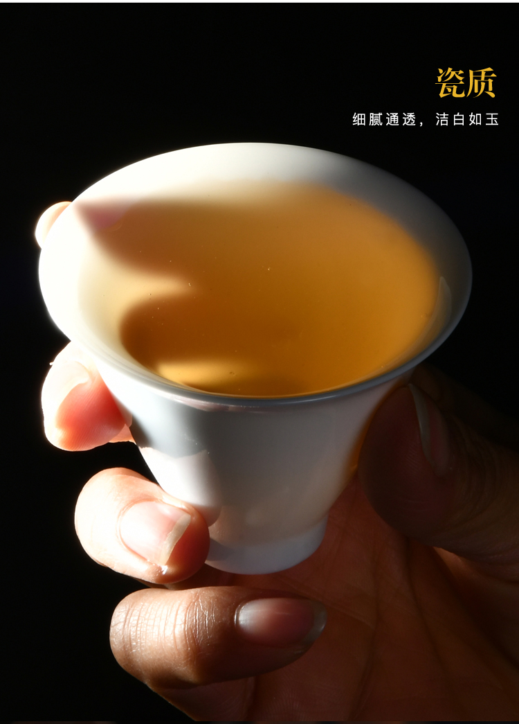 Xu dehua suet jade ink white porcelain kung fu tea set tea cup household sample tea cup master cup personal cup