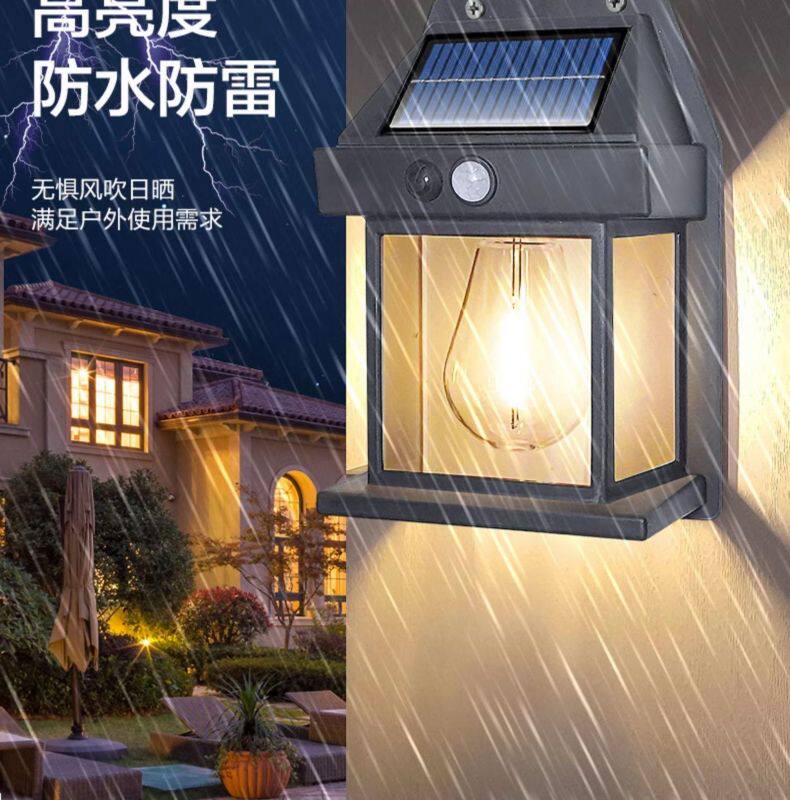 Открытый стене 太阳能户外灯庭院复古壁灯家用防水人体感应照明灯室外装饰路灯 Lamusi/eka