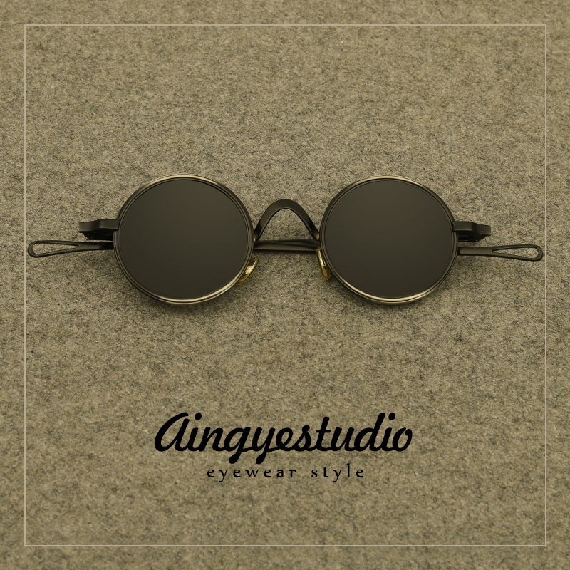 Metal black frame round ink mirror retro small glasses polarized sunglasses small face net red personality hip hop men and women-Taobao