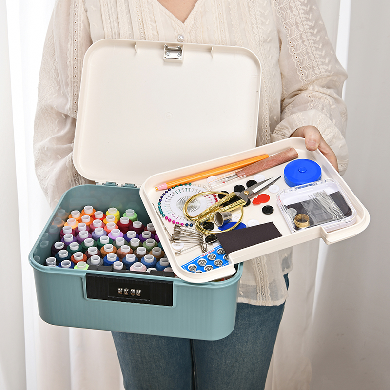 パスワードロック磁気裁縫箱家庭用高品質セット多機能実用縫製服手縫いツール