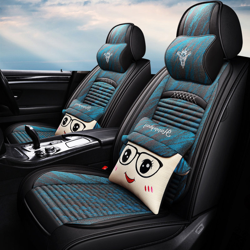 Car Cushions All Season Universal surround full hemp cloth Art special seat cover 20 new net red five seats summer seat cushion