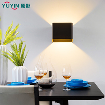 Childrens room wall lamp bedroom bedside creative macaron color LED square living room background wall staircase aisle