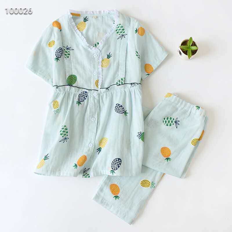 Ruonan 2-layer gauze short-sleeved loungewear