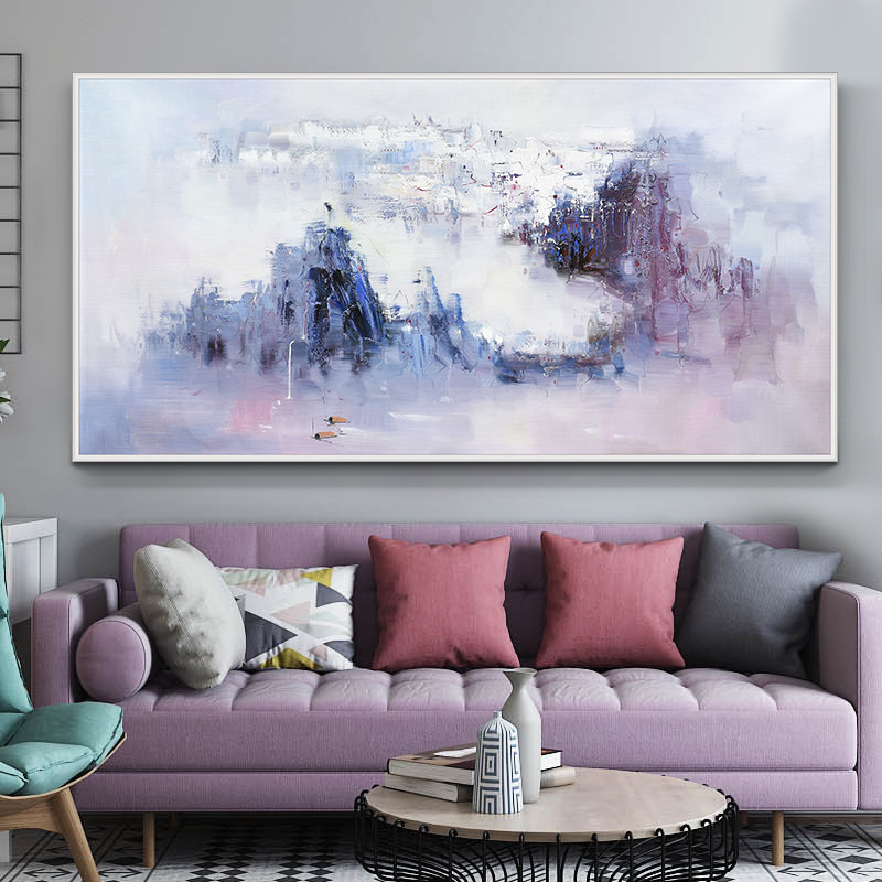 Modern simple living room decorative painting hand-painted oil painting sofa background wall hanging painting freehand abstract painting hotel lobby painting