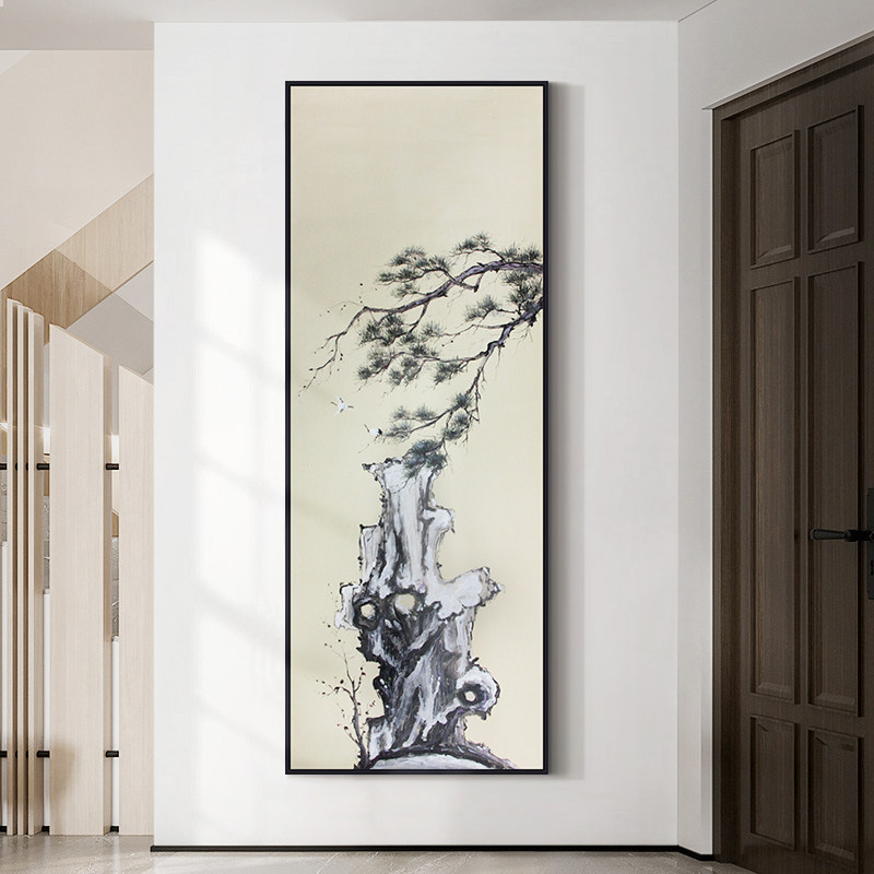 New Chinese-style Xuanguan decoration painting New classical living room hanging painting hand-painted oil painting drawing in the door corridor gangway mural