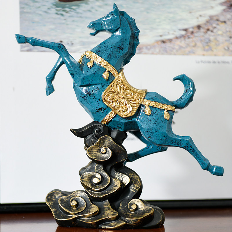 Ma stepping Xiangyun Living room Home Residence Ornaments Creative Pendulum of Xuanguan New Chinese Pendulum Bench Craftsmanship Gifts Swing to Success Wine Cabinet