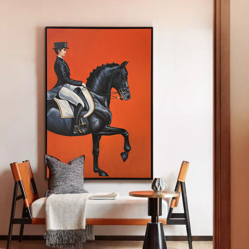 American Porch Hanging Horse Atmospheric Corridor Painting Room Decoration Painting Customized Restaurant Light Luxury Knight