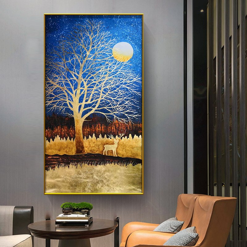 Nordic entrance decorative painting Light luxury large living room Modern simple corridor Fresco hanging painting Abstract painting Hand-painted oil painting