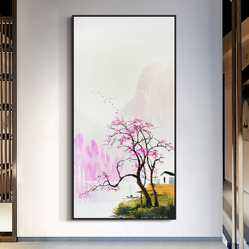 New Chinese Hung Painting Hand-painted Oil Painting Brief Modern Genguan Decoration Painting Corridor Aisle Mural Jiang Nanshui Jiang Scenery