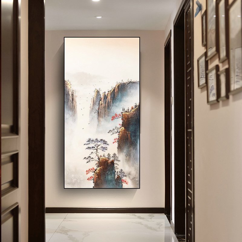 Pure Hand Painted Oil Painting Hyun Guan Decoration Painting Landscape Abstract Painting Hang Painting Brief modern New Chinese Entrance Door Mural vertical version