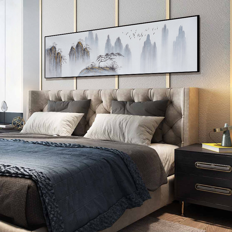 Hand-painted oil painting New Chinese Hung Painting Bedroom Bedside Wall Painting room Background wall Decorative Painting Abstract Landscape landscape painting