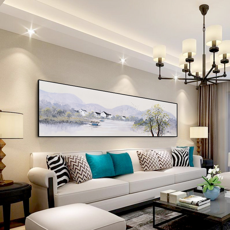 Hand Painted Oil Painting Drawing Room Decoration Painting Book House Office Landscape Landscape Painting Modern Minima Sofa Background Fresco