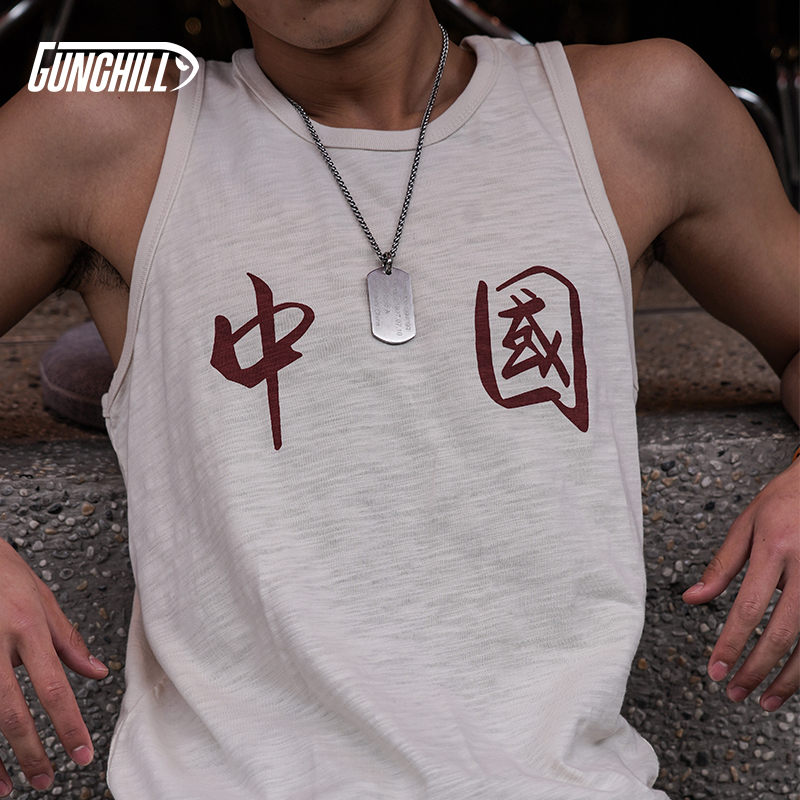 Gunchill 2023 summer 230g Guotide Retro China Xinjiang Emotional Sport relaxed vest sweatshirt
