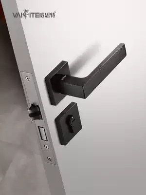 Wister magnetic door lock indoor bedroom black silent American simple two-piece lock room door handle three-piece set
