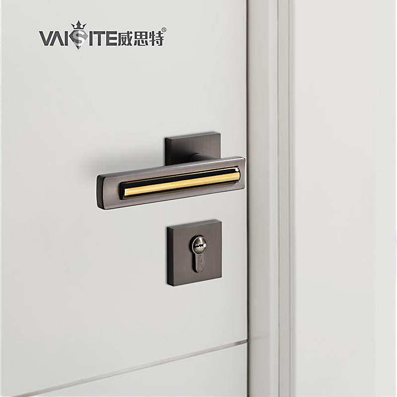 Wiatht Nordic door lock Indoor light extravagant bedroom room solid wood door Two-style lock mute black wire drawing room door lock