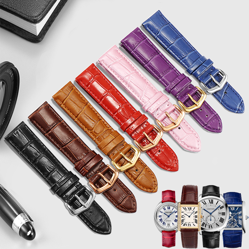 Genuine Leather Watch Strap Replacement for Cartier Tank Red Leather Strap Longines Rossini Dw Tissot Pin Buckle Watch Band 20mm Genuine Leather Watch Strap Replacement for Cartier Tank Red Leather Strap Longines Rossini Dw Tissot Pin Buckle Watch Band 20mm