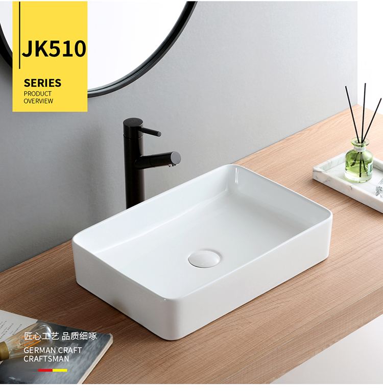 Washbasin Single Sink Ceramic Washbasin Home Balcony Washbasin Terrace Basin Square Nordic Wind on the terrace