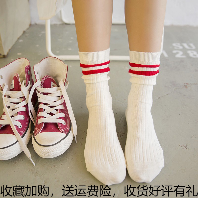 Socks women's cotton mid-tube socks summer thin Japanese sweat-absorbing stockings college style Korean bubble socks student socks