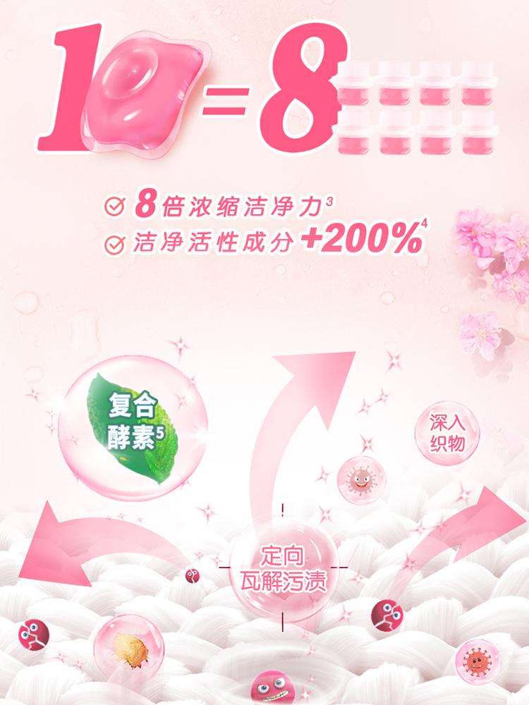奥妙 樱花甜香 柔护洗衣凝珠 400g*2盒 100颗 图4