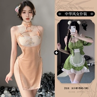 Розовый [сексуальный древний стиль Cheongsam] + [костюм для горничной китайского стиля]