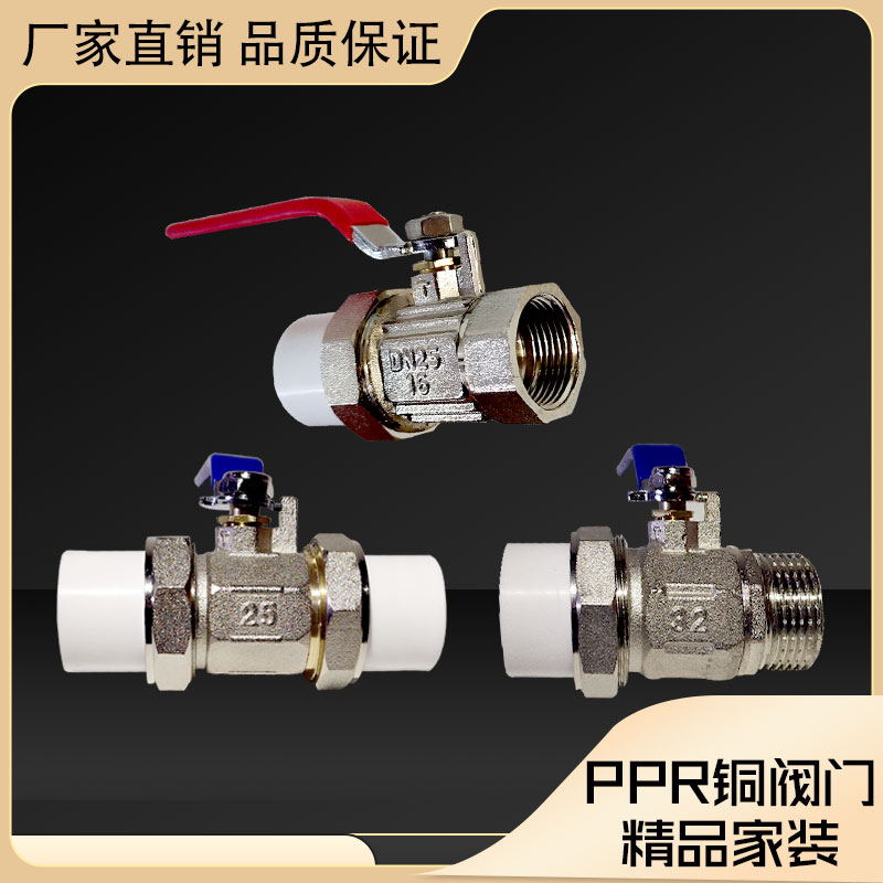 PPR double live copper ball valve 4 minutes 20 6 minutes 25 1 inch 32 inner wire outer teeth live valve hot melt water pipe switch