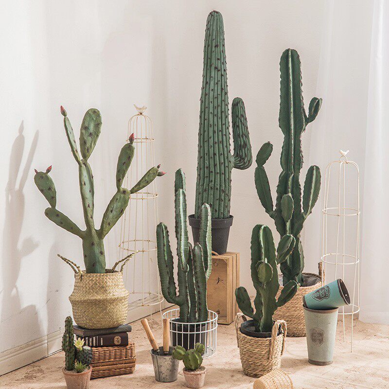 Large simulation cactus palm fittings Nordic plant househousehousehousehold fake green plant cactus column in wind decoration