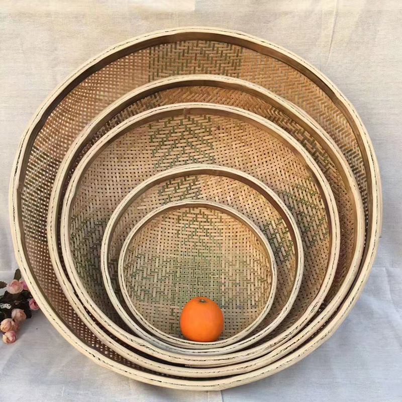 Pure manual fine work bamboo woven powder bamboo sieve with fine-hole bamboo sieve tea end sieve bamboo product rice sieve