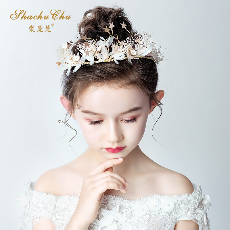Child Flower Crown Ornaments Girl Flowers Ring Head Decoration Little Girl Flowers Princess Sen Female Ensemble Korea Flower Fairy Hair Accessories