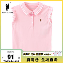polosport girl t-shirt child blouses 2021 Summer new foreign air boy clothing flying sleeves mesh breathable