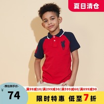 polosport boys short-sleeved t-shirt pure cotton middle and large childrens 2021 summer new childrens summer half-sleeved polo shirt