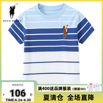 polosport big boy clothing t-shirt children blouses 2022 Summer new children clothing fashion pure cotton striped short dress