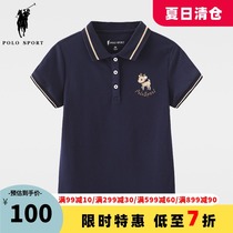 Polo Sport girls short-sleeved childrens t-shirt polo shirt 2021 summer new mesh breathable big childrens half sleeve
