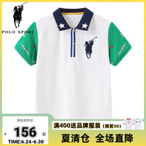 polosport children short sleeve boy blouse 2021 summer new pint mesh embroidery New frontier cotton white shirt