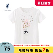 POLO SPORT Childrens clothing girls short-sleeved round neck t-shirt 2021 summer new childrens top