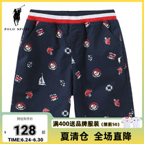 polo sport boy 50% pants children pure cotton shorts 2022 Summer new little boy printed pants