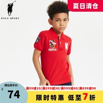 POLO SPORT Childrens clothing Boys middle and large childrens new Summer short-sleeved T-shirt LAPEL POLO shirt TOP 92PI30300