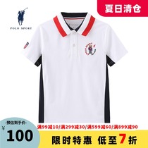PoloSport childrens clothing boys 2021 summer new cotton short-sleeved T-shirt polo shirt childrens embroidered thin T-shirt