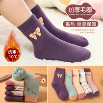 Childrens socks cotton autumn and winter Terry socks thickened Princess stockings girls plus velvet baby warm towel socks