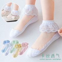 Girls lace socks spring summer thin lace princess short socks Net Red childrens crystal socks baby Ice Silk boat Socks