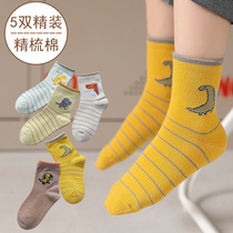 Childrens socks pure cotton mens autumn and winter boys spring and autumn large children cartoon tube socks Children baby dinosaur cotton socks