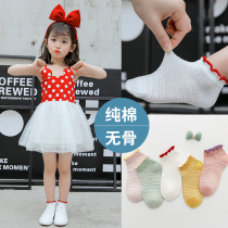 Girls boat socks Pure cotton shallow mouth summer thin lace socks boneless seam head baby girl cute summer princess