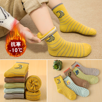 Childrens socks cotton autumn and winter thickened plus velvet warm Terry socks boys big Children girls dinosaur socks