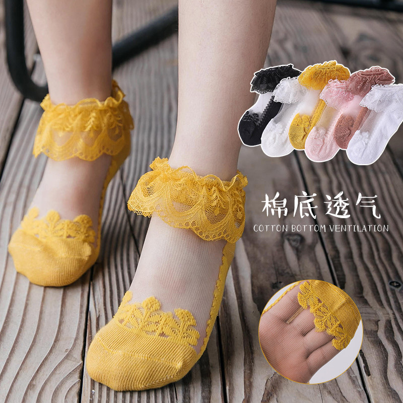 Children's socks summer thin style girls lace socks lace princess socks baby girl stockings crystal stockings ultra thin