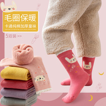 Girls socks thickened and velvet childrens cotton autumn and winter socks Princess socks warm Terry baby towel socks