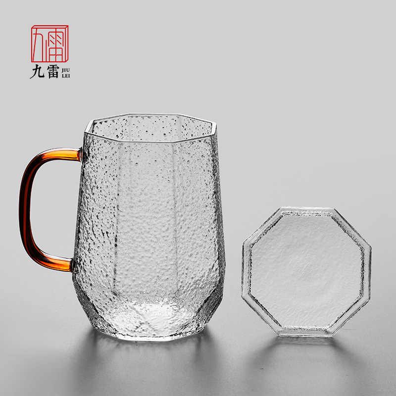 Heat resistant glass cup with lid water glass mark cup anise grit with fine grain tea cup flower tea cup cold water cup