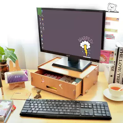 Computer screen increased shelf neck guard office desktop storage box desktop screen cushion base female