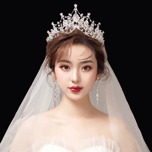 Crown head jewelry bride three -piece hoody gauze big super immortal wedding dress Xiuhe Xiuhe service Yuanyu high -end wedding hair jewelry female