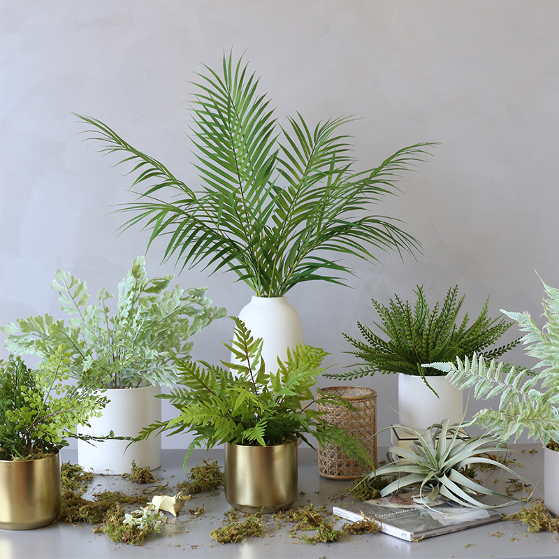 Gardenia home living room simulation green plant plant fake flower simulation flower iron wire fern phoenix tail fern small potted pot set ornaments