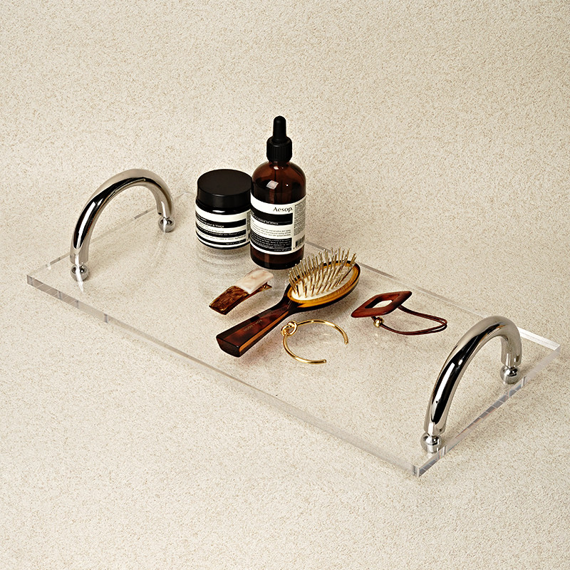 Gardenia Beauty Home Acrylic Stainless Steel Tray Ins Wind Fruit Tray Snacking Disc Magazine Rack Landing Desktop Containing Deck Shelf
